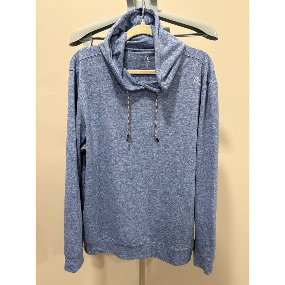 Rhoback Men's Hesi Performance Hoodie Heather Blue Size Large Stretch Golf
